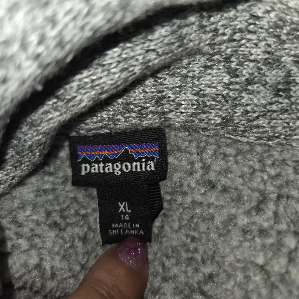 Patagonia Girls Better Sweater Coat Gray Button Front Jacket Size XL (14)